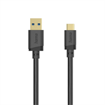 Hama USB A-C kábel 0,75 m, USB 3.2 Gen1 5 Gb/s, čierny