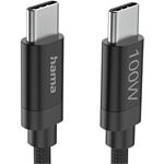 Hama USB-C 2.0 kábel Fabric, 3 m, 100 W, opletený