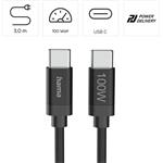Hama USB-C 2.0 kábel Fabric, 3 m, 100 W, opletený