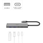 Hama USB-C Hub, 4 porty, USB 3.2, 10 Gbit/s, PD 100 W, hliníkový