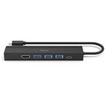 Hama USB-C hub, multiport, 3x USB-A, USB-C PD, HDMI, LAN, 6 portov