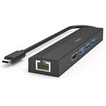 Hama USB-C hub, multiport, 3x USB-A, USB-C PD, HDMI, LAN, 6 portov