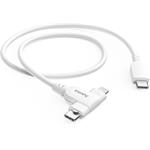 Hama USB-C kábel 2v1: USB-C + Lightning MFi, 1,5 m, biely
