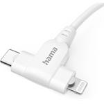 Hama USB-C kábel 2v1: USB-C + Lightning MFi, 1,5 m, biely