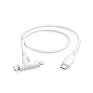 Hama USB-C kábel 2v1: USB-C + Lightning MFi, 1,5 m, biely