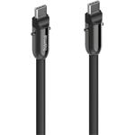 Hama USB-C kábel a šnúrka na mobil 2v1, dĺžka 1,2 m, farba čierna