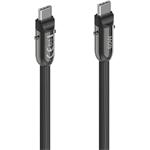 Hama USB-C kábel a šnúrka na mobil 2v1, dĺžka 1,2 m, farba čierna