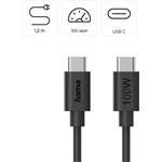 Hama USB-C / USB-C kábel, 1,2 m, 100 W, Ecosential