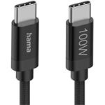 Hama USB-C / USB-C kábel, 1,5 m, 100 W, opletený, Fabric