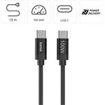Hama USB-C / USB-C kábel, 1,5 m, 100 W, opletený, Fabric