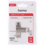 Hama USB flash disk C- Rotate Pro, USB-C 3.1, 32 GB, 70 MB/s, strieborný