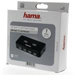Hama USB Hub 2.0, sieťový zdroj, čierny, škatuľka