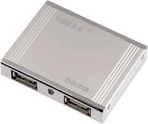 Hama USB HUB, 4 ALU Mini 4-portový, strieborný