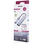 Hama USB hub, 4 porty, USB 3.2, 5 Gb/s, Ultra Slim, USB-C adaptér