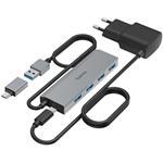 Hama USB-Hub, 4 porty, USB 3.2, 5 Gbit/s, USB-C adaptér, sieťový zdroj