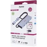 Hama USB-Hub, 4 porty, USB 3.2, 5 Gbit/s, USB-C adaptér, sieťový zdroj