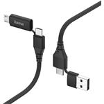 Hama USB kábel 4v1: USB-C, USB-A - USB-C, micro-USB, 1,5 m