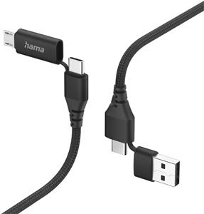 Hama USB kábel 4v1: USB-C, USB-A - USB-C, micro-USB, 1,5 m