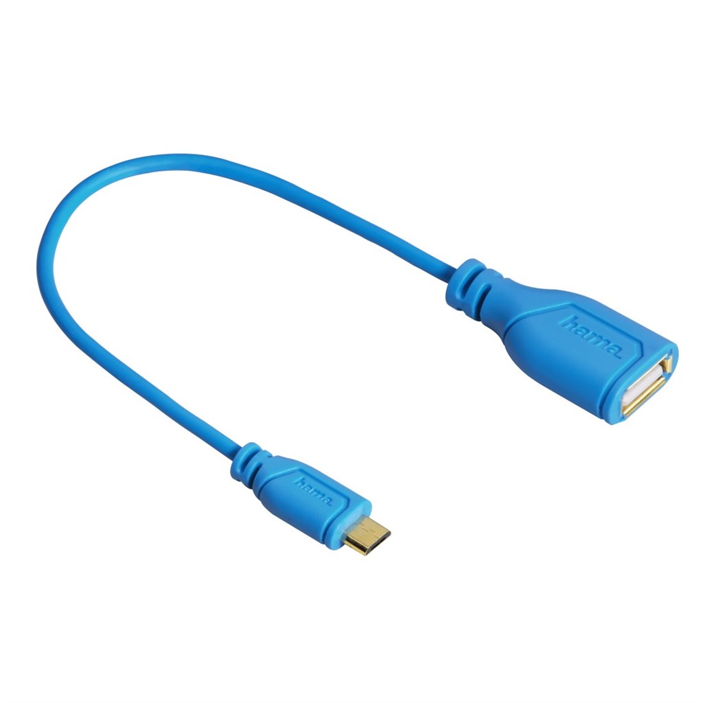 Hama USB2.0A-microUSB2.0 OTG redukcia F/M, 0.15m, adaptér, modrý