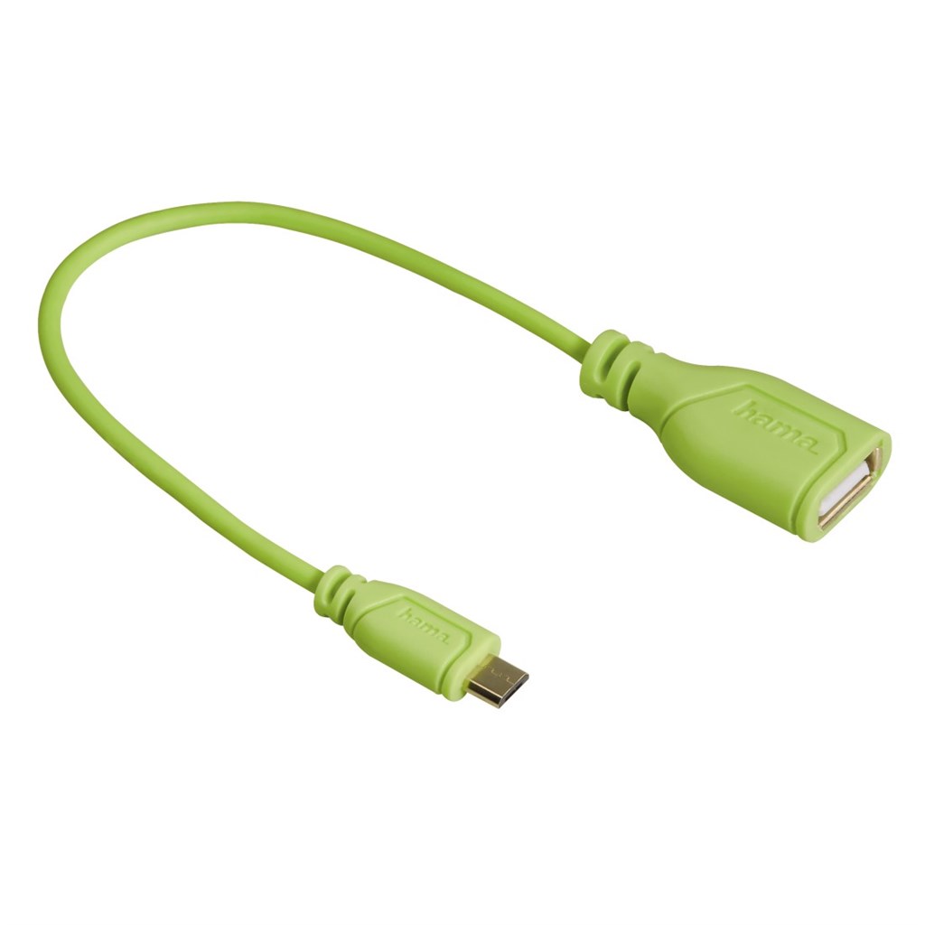 Hama USB2.0A-microUSB2.0 OTG redukcia F/M, 0.15m, adaptér, zelený