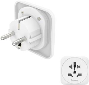 Hama zásuvkový adaptér univerzálny do EU, 3-pólovy, biely