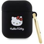 Hello Kitty Liquid Silicone 3D Kitty Head Logo puzdro pre AirPods 1/2, čierne