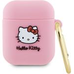 Hello Kitty Liquid Silicone 3D Kitty Head Logo puzdro pre AirPods 1/2, ružové
