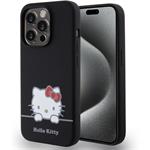 Hello Kitty Liquid Silicone Daydreaming Logo kryt pre iPhone 15 Pro, čierny