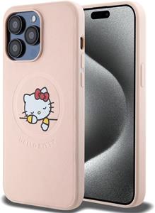 Hello Kitty PU Kitty Asleep Logo MagSafe kryt pre iPhone 15 Pro Max, ružový