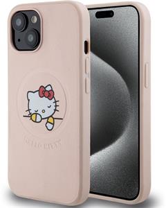 Hello Kitty PU Kitty Asleep Logo MagSafe kryt pre iPhone 15, ružový