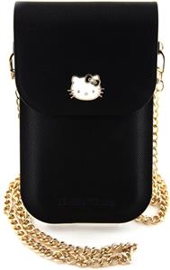 Hello Kitty PU Metal Logo Leather taška na telefón, čierna