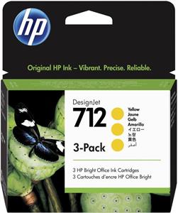 HP 712 žltá, 29 ml, HP 3-balenie