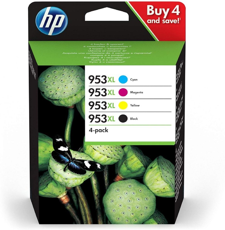 HP 953XL, farebné + čierna, CMYK, 4-balenie