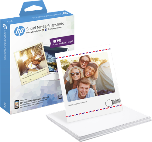 HP A6 samolepiaci fotopapier Social Media Snapshots, 10x13cm, pololesklý, 25 listov