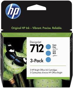 HP originál ink 3ED77A, HP 712, cyan, 29ml, HP 3-pack DesignJet Studio,T210,T230,T250,T630,T650