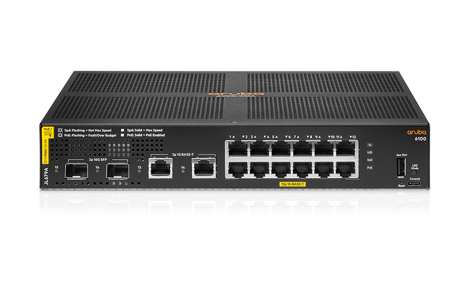 HPE Networking CX 6100 12G Class4 PoE 2G/2SFP+ 139W Switch - 16 ports - managed - rack-mountable