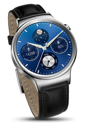 Huawei Watch W1 Stainless Steel, Black Leather