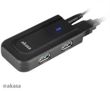 HUB USB AKASA BULLET, 4x USB 3.0, s napájecím adaptérem