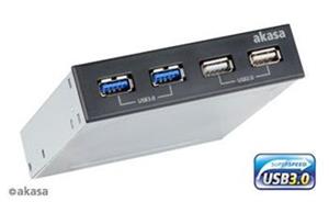 HUB USB AKASA InterConnect S, do 3,5" pozice, 2x USB 2.0, 2x USB 3.0