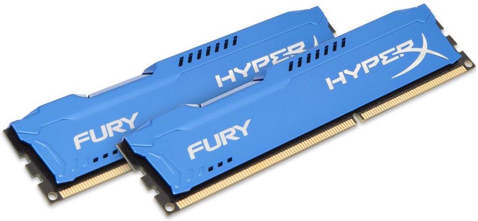 HyperX Fury, DDR3, DIMM, 1600 MHz, 8 GB (2x 4 GB kit), CL10, modrá