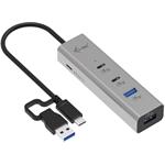 i-Tec Universal Charging Metal HUB 2x USB-C + 2x USB-A Port, Power Delivery 85W