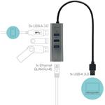 i-Tec USB 3.0 Metal HUB 3 Port + Gigabit Ethernet, sieťový adaptér
