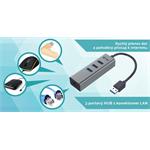 i-Tec USB 3.0 Metal HUB 3 Port + Gigabit Ethernet, sieťový adaptér