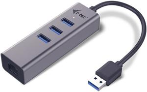 i-Tec USB 3.0 Metal HUB 3 Port + Gigabit Ethernet, sieťový adaptér, (rozbalené)
