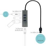 i-Tec USB 3.0 Metal HUB 3 Port + Gigabit Ethernet, sieťový adaptér, (rozbalené)