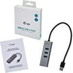 i-Tec USB 3.0 Metal HUB 3 Port + Gigabit Ethernet, sieťový adaptér, (rozbalené)