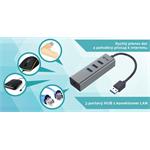 i-Tec USB 3.0 Metal HUB 3 Port + Gigabit Ethernet, sieťový adaptér, (rozbalené)