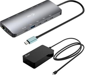 i-Tec USB-C Metal Nano 3x Display Dock, 2x HDMI 1x USB-C video, PD 140W + Charger 140 W