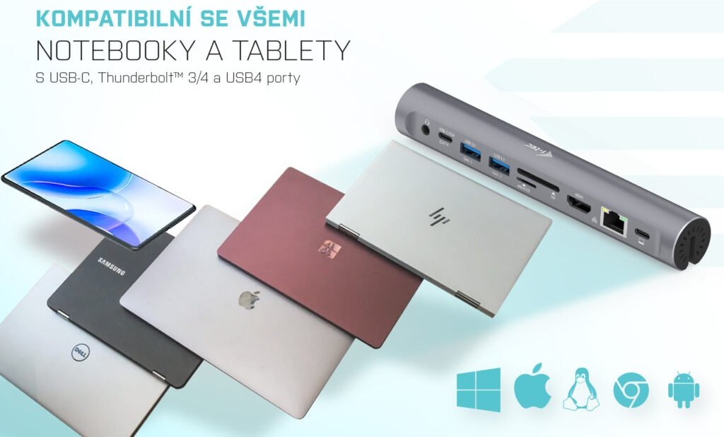 ICY BOX USB-C Docking Station für 2 Monitore , 4K 30Hz, 3-fach USB 3.0