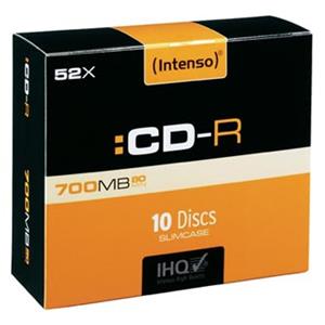 Intenso CD-R, 1001622, 10-pack, 700MB, 80min., 12cm, bez možnosti potlače, slim case, Standard, pre archiváciu dát